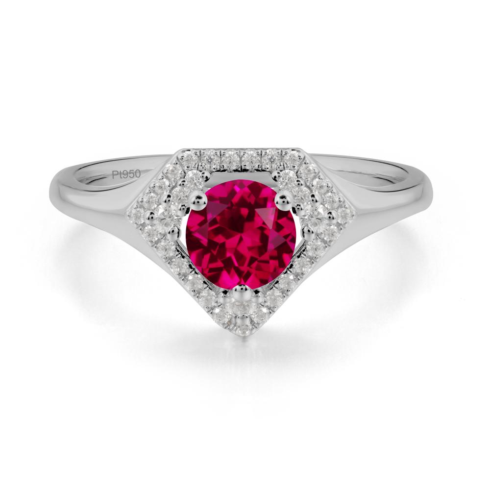 Double Halo Ruby Ring - LUO Jewelry #metal_platinum