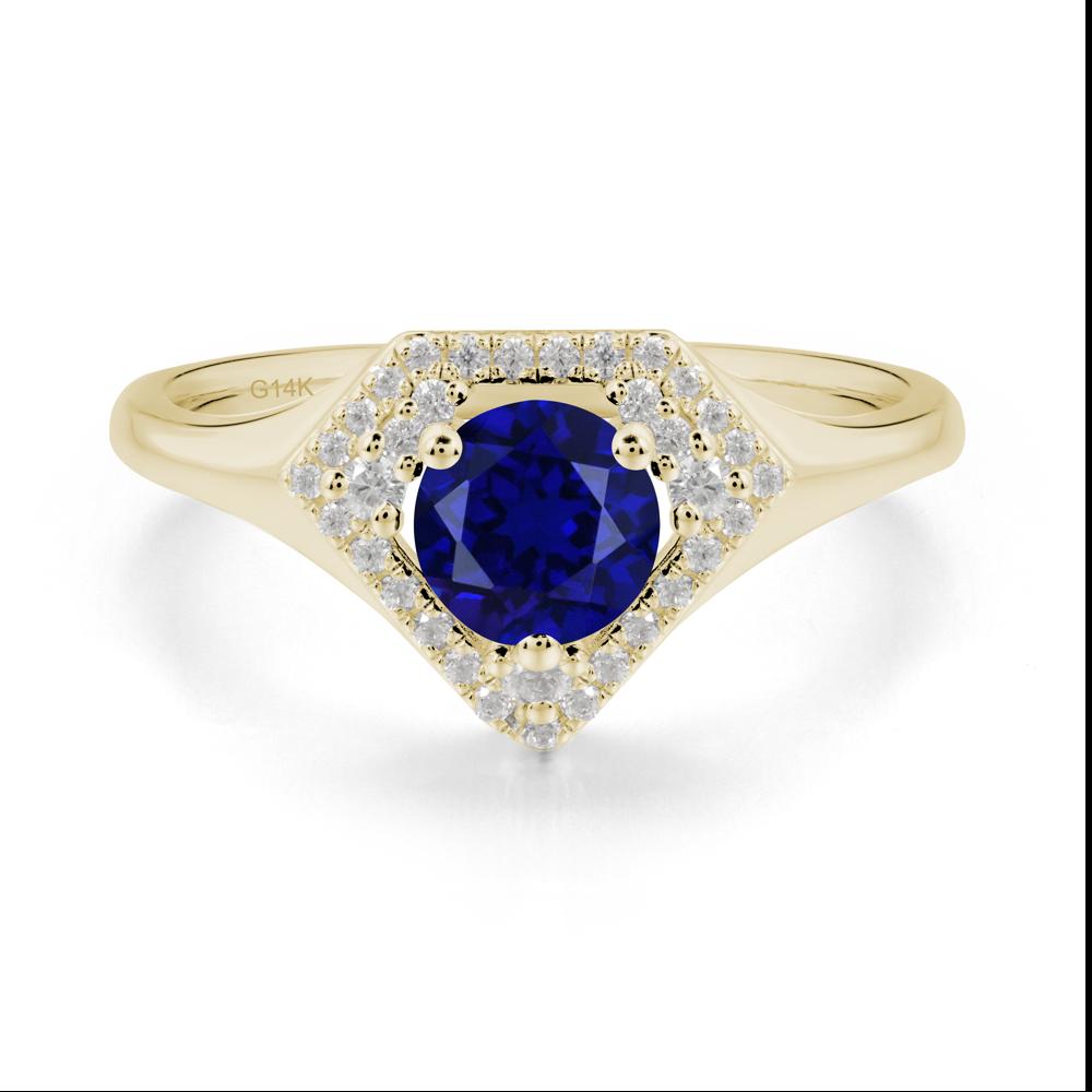 Double Halo Sapphire Ring - LUO Jewelry #metal_14k yellow gold