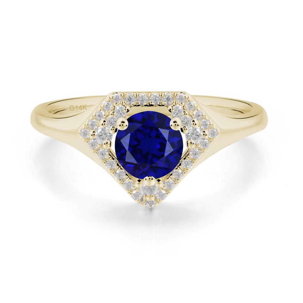 Double Halo Sapphire Ring - LUO Jewelry #metal_14k yellow gold