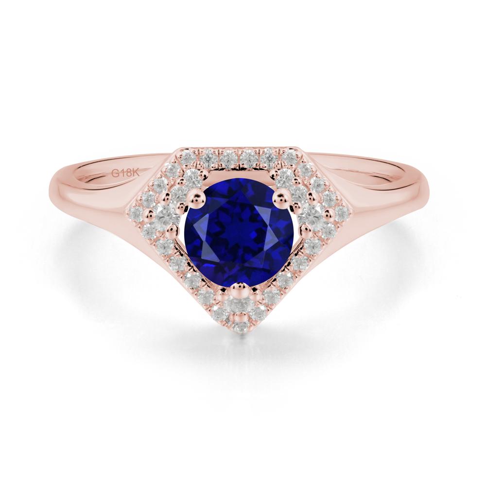 Double Halo Sapphire Ring - LUO Jewelry #metal_18k rose gold