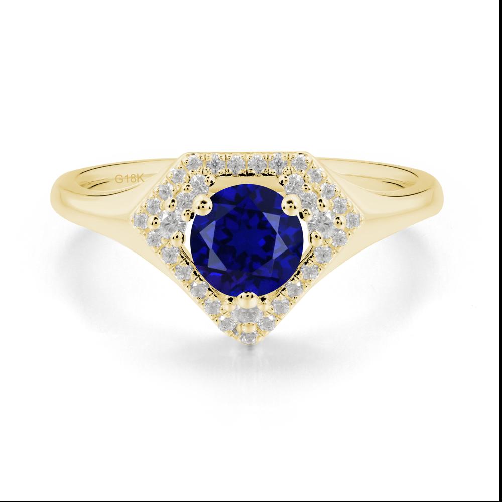 Double Halo Sapphire Ring - LUO Jewelry #metal_18k yellow gold