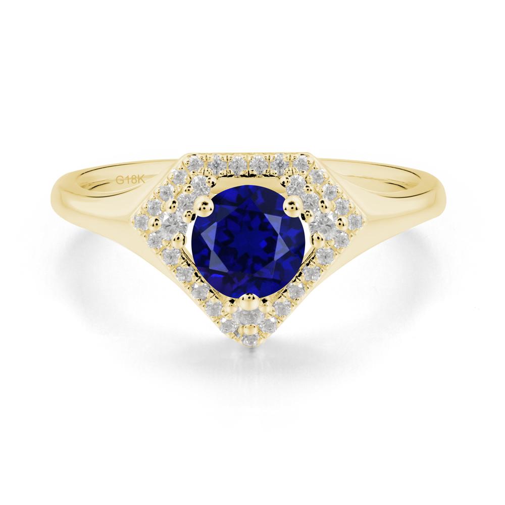 Double Halo Sapphire Ring - LUO Jewelry #metal_18k yellow gold