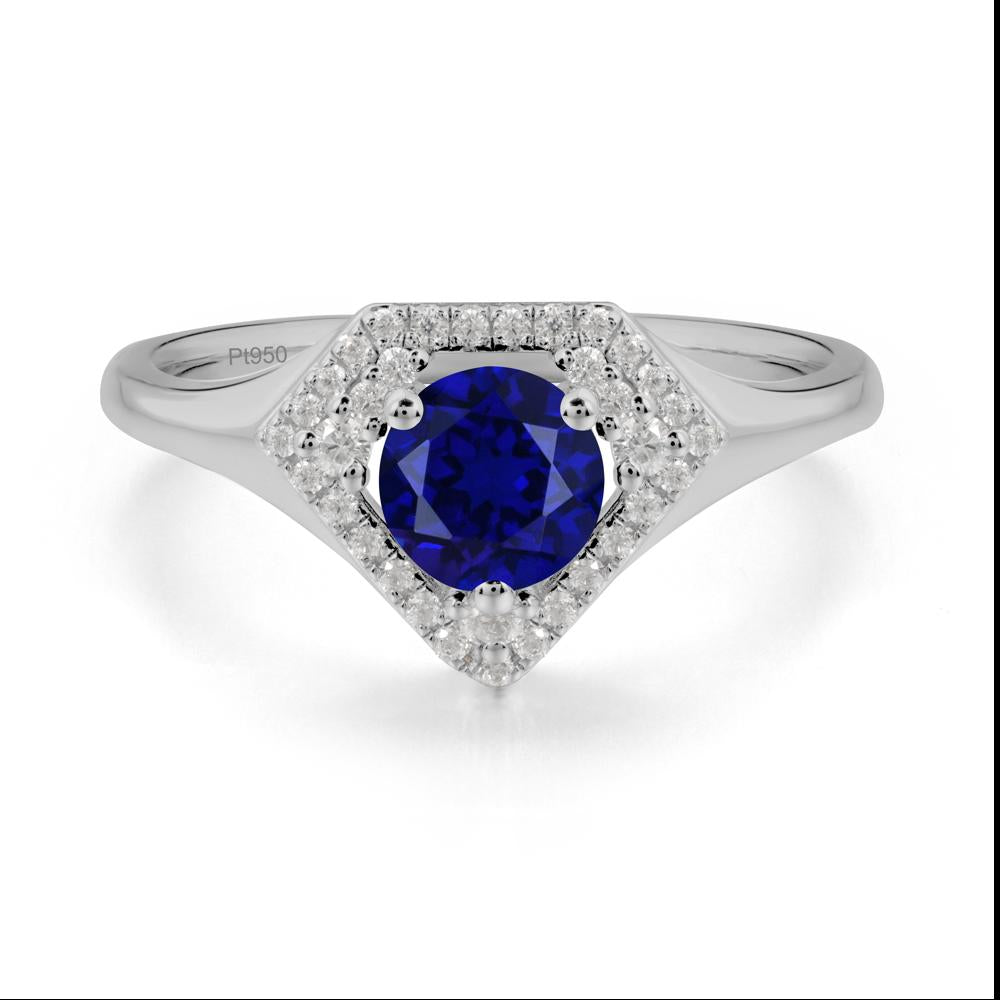 Double Halo Sapphire Ring - LUO Jewelry #metal_platinum
