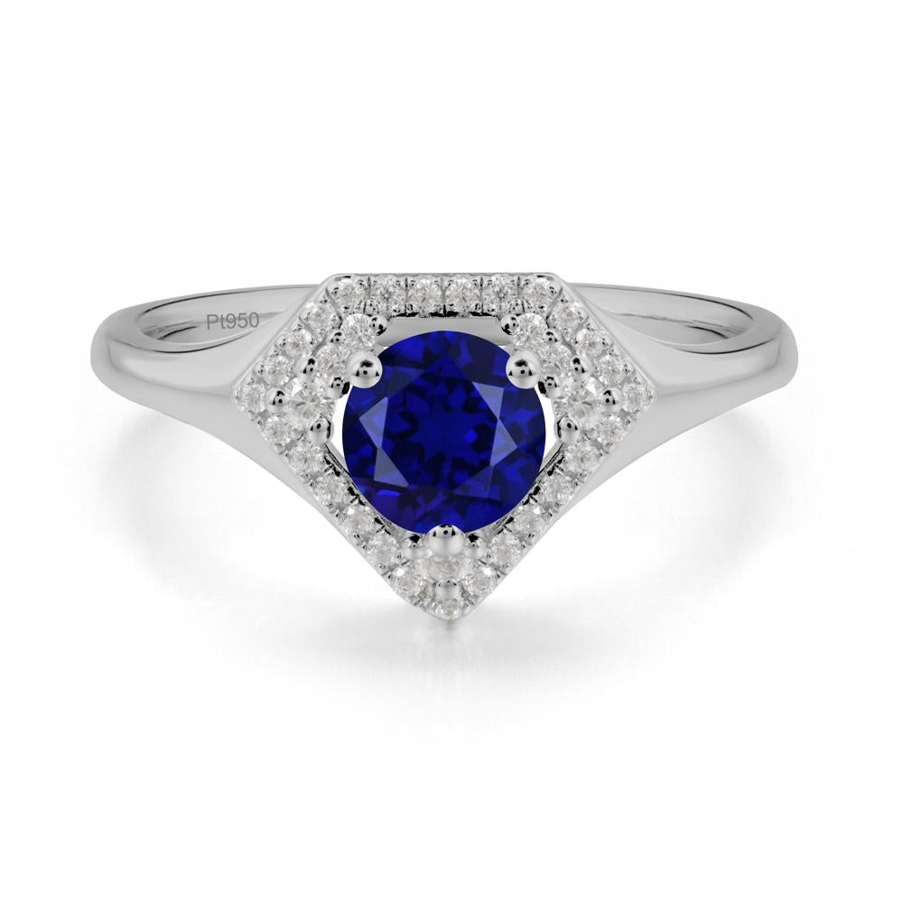 Double Halo Sapphire Ring - LUO Jewelry #metal_platinum