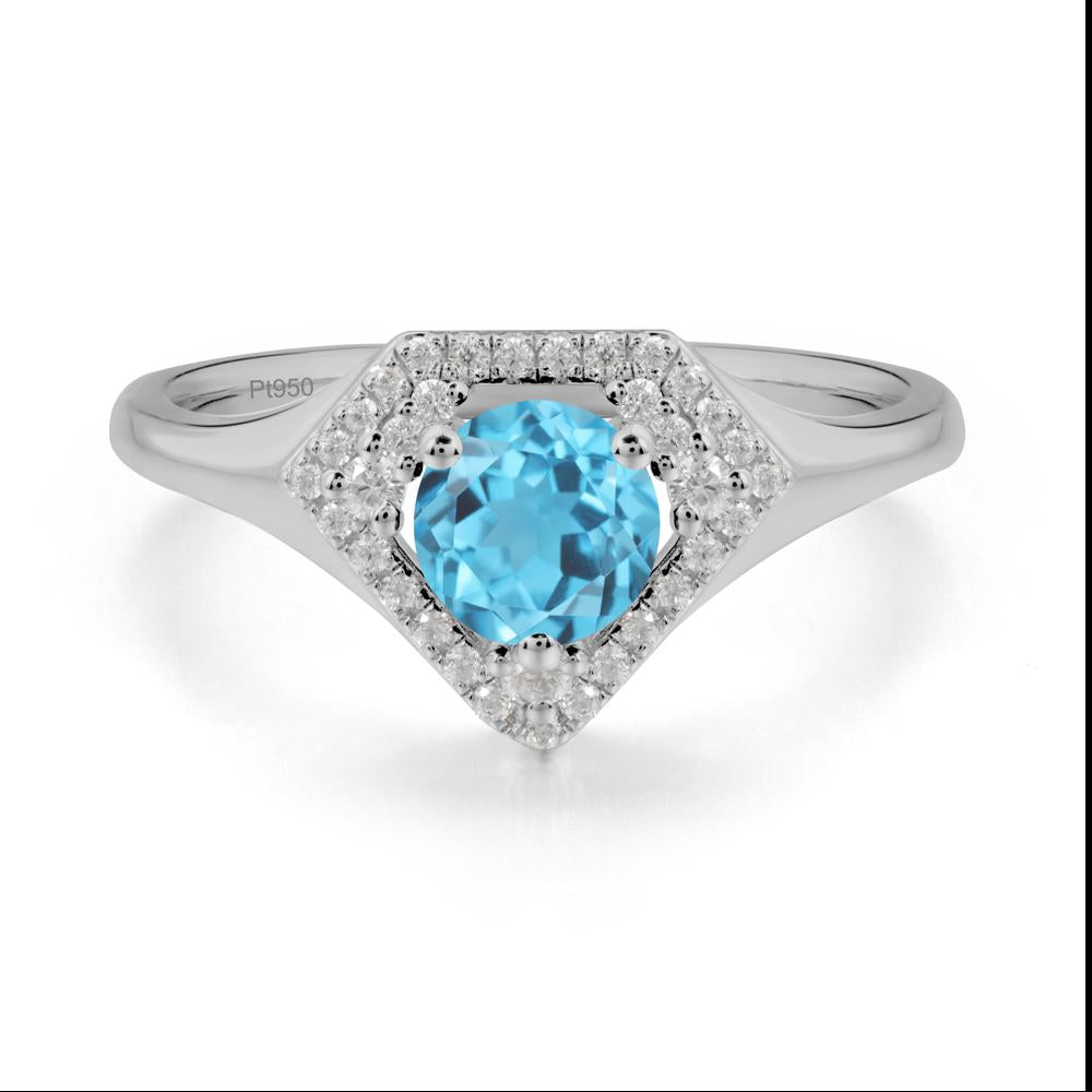 Double Halo Swiss Blue Topaz Ring - LUO Jewelry #metal_platinum