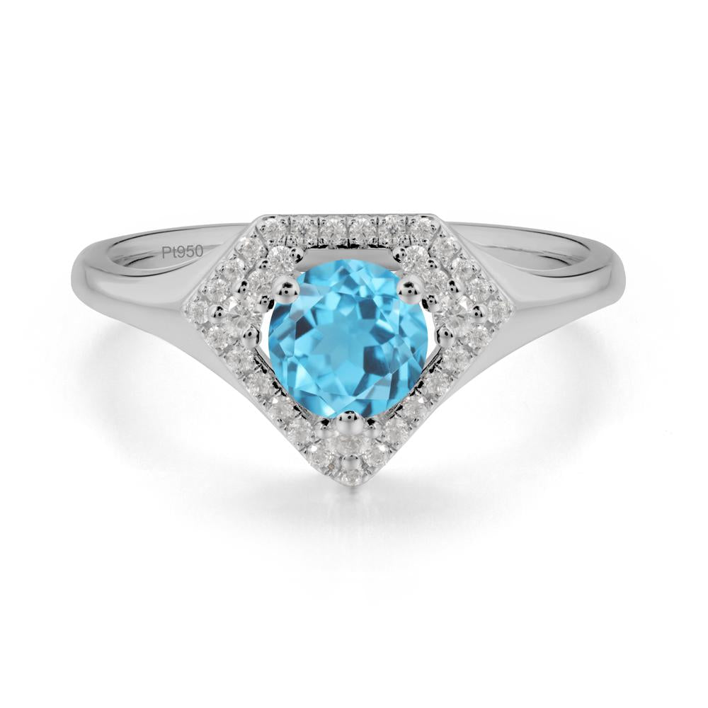 Double Halo Swiss Blue Topaz Ring - LUO Jewelry #metal_platinum