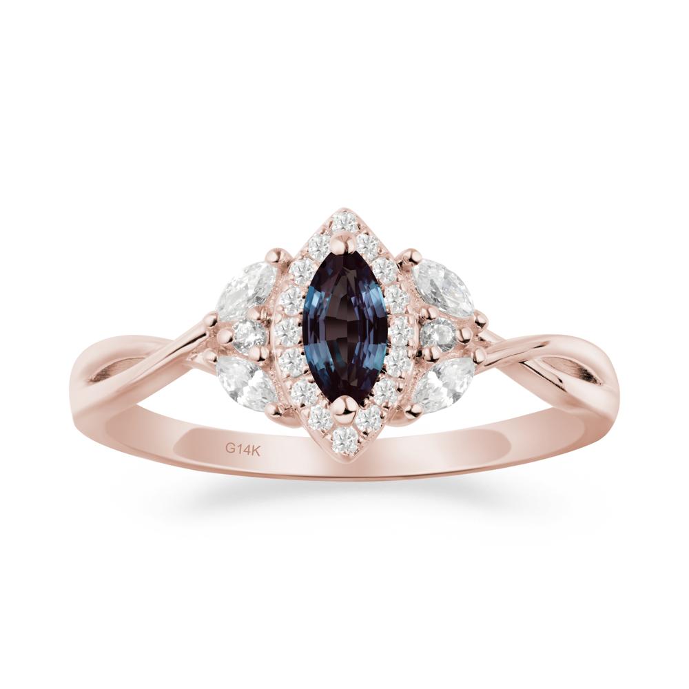 Marquise Alexandrite Ring with Twisted Band - LUO Jewelry #metal_14k rose gold
