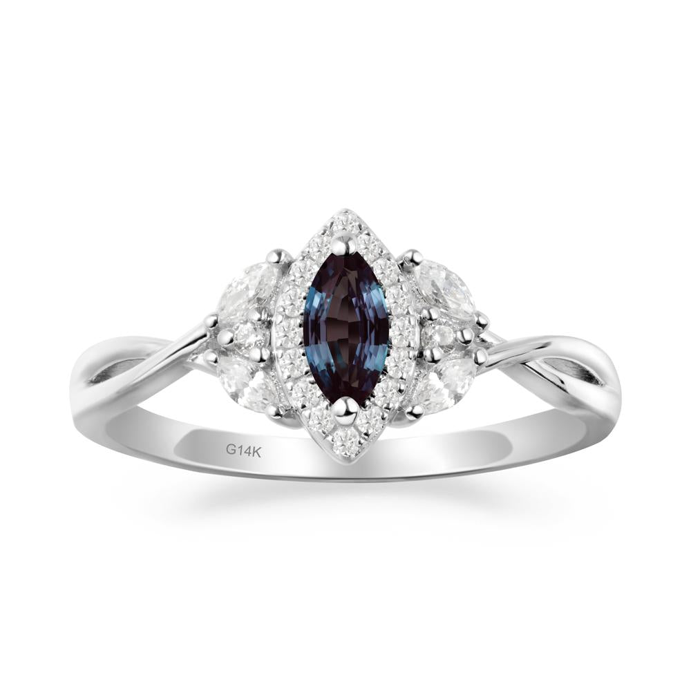 Marquise Alexandrite Ring with Twisted Band - LUO Jewelry #metal_14k white gold