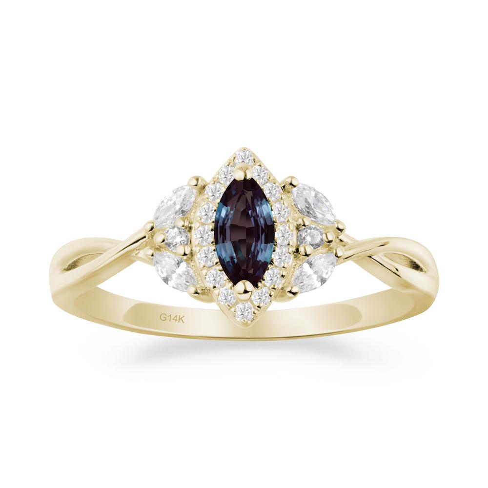 Marquise Alexandrite Ring with Twisted Band - LUO Jewelry #metal_14k yellow gold