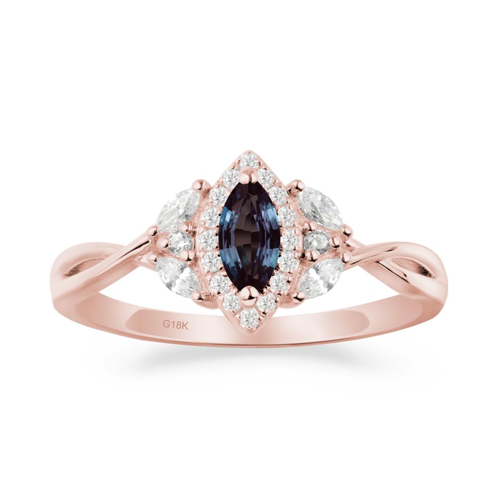 Marquise Alexandrite Ring with Twisted Band - LUO Jewelry #metal_18k rose gold