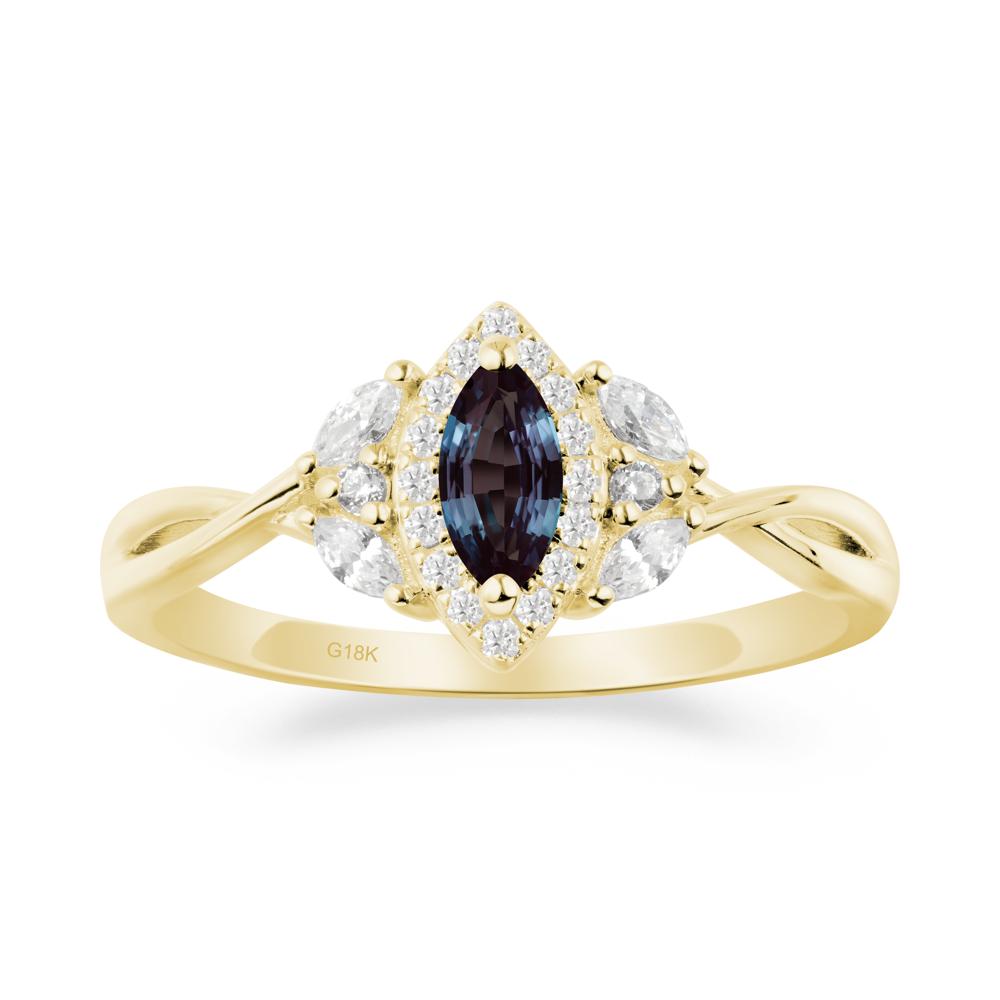Marquise Alexandrite Ring with Twisted Band - LUO Jewelry #metal_18k yellow gold