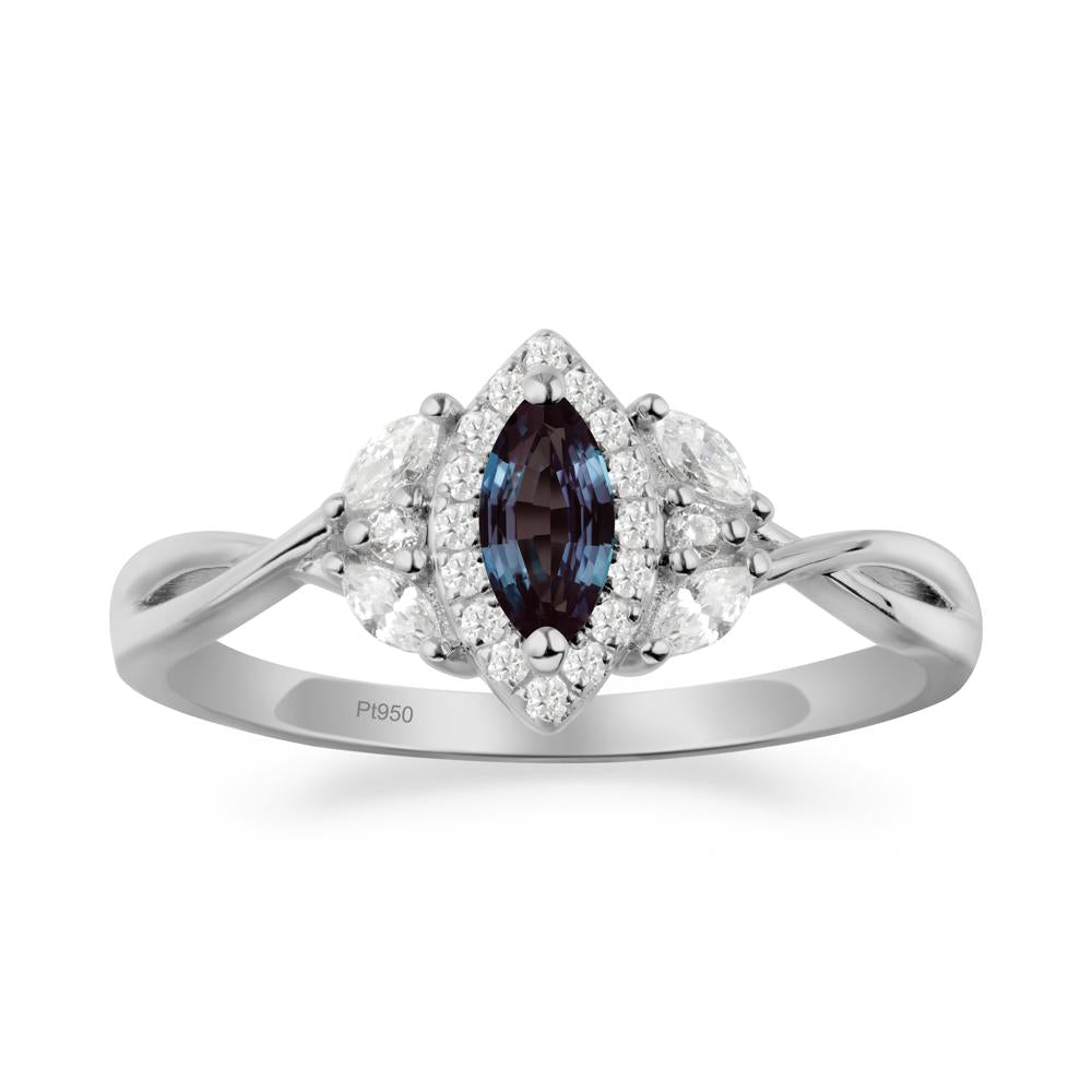 Marquise Alexandrite Ring with Twisted Band - LUO Jewelry #metal_platinum