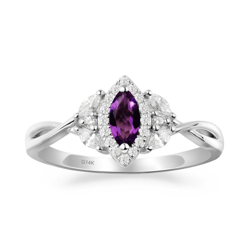Marquise Amethyst Ring with Twisted Band - LUO Jewelry #metal_14k white gold