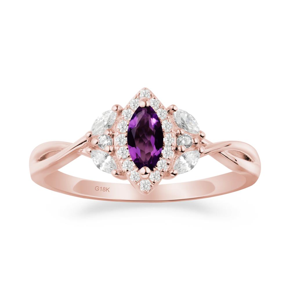 Marquise Amethyst Ring with Twisted Band - LUO Jewelry #metal_18k rose gold