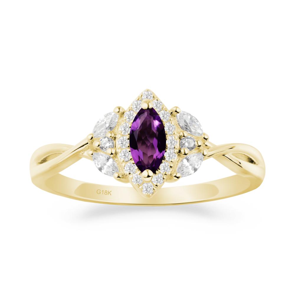 Marquise Amethyst Ring with Twisted Band - LUO Jewelry #metal_18k yellow gold
