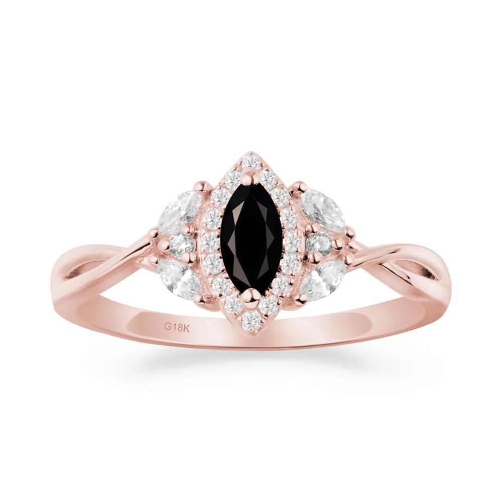 Marquise Black Spinel Ring with Twisted Band - LUO Jewelry #metal_18k rose gold