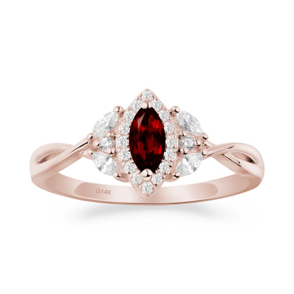Marquise Garnet Ring with Twisted Band - LUO Jewelry #metal_14k rose gold