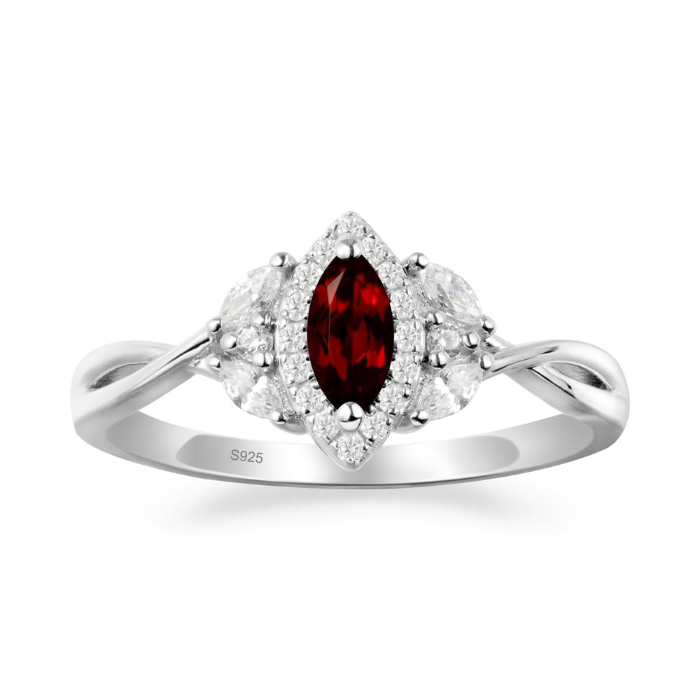 Marquise Garnet Ring with Twisted Band - LUO Jewelry #metal_sterling silver