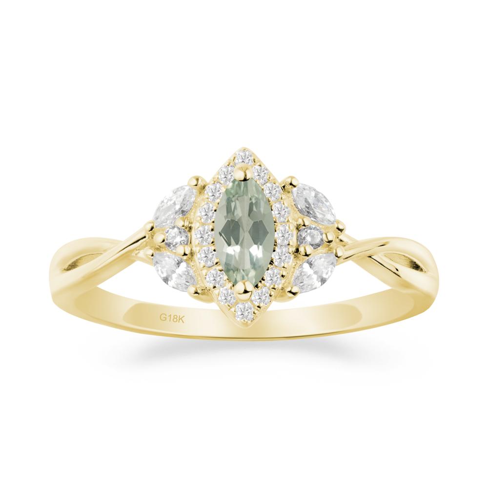 Marquise Green Amethyst Ring with Twisted Band - LUO Jewelry #metal_18k yellow gold