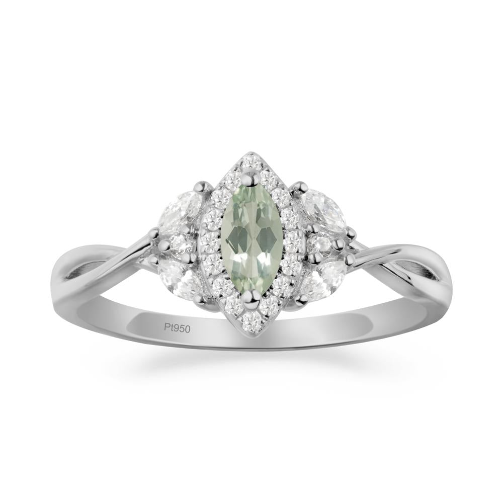 Marquise Green Amethyst Ring with Twisted Band - LUO Jewelry #metal_platinum