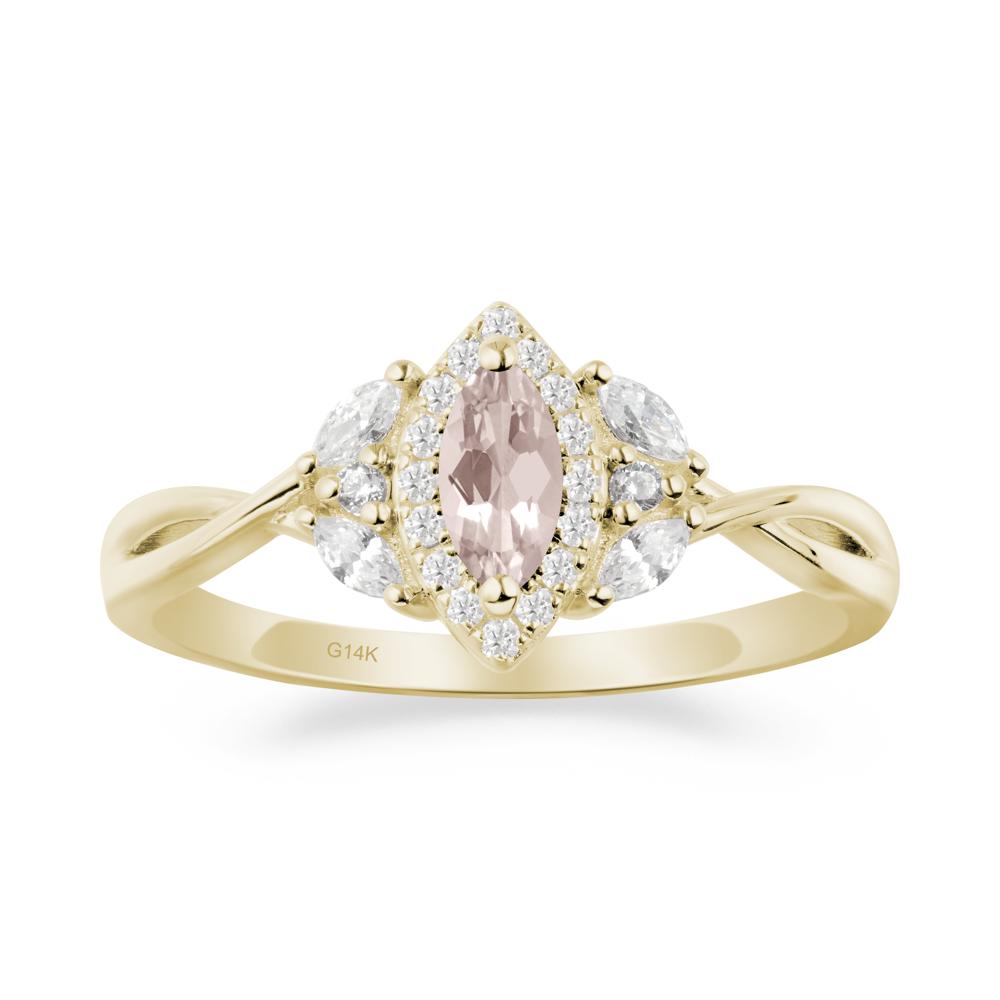 Marquise Morganite Ring with Twisted Band - LUO Jewelry #metal_14k yellow gold