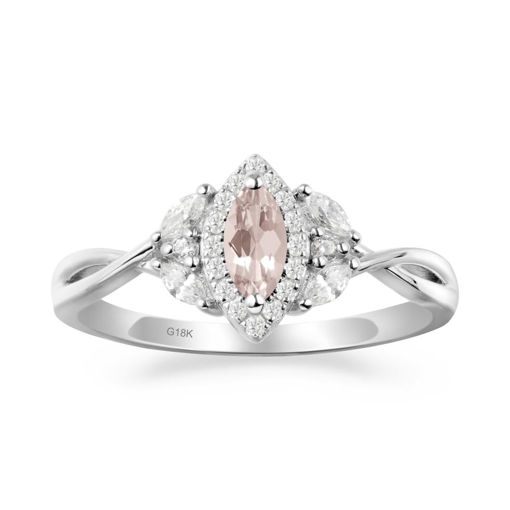 Marquise Morganite Ring with Twisted Band - LUO Jewelry #metal_18k white gold