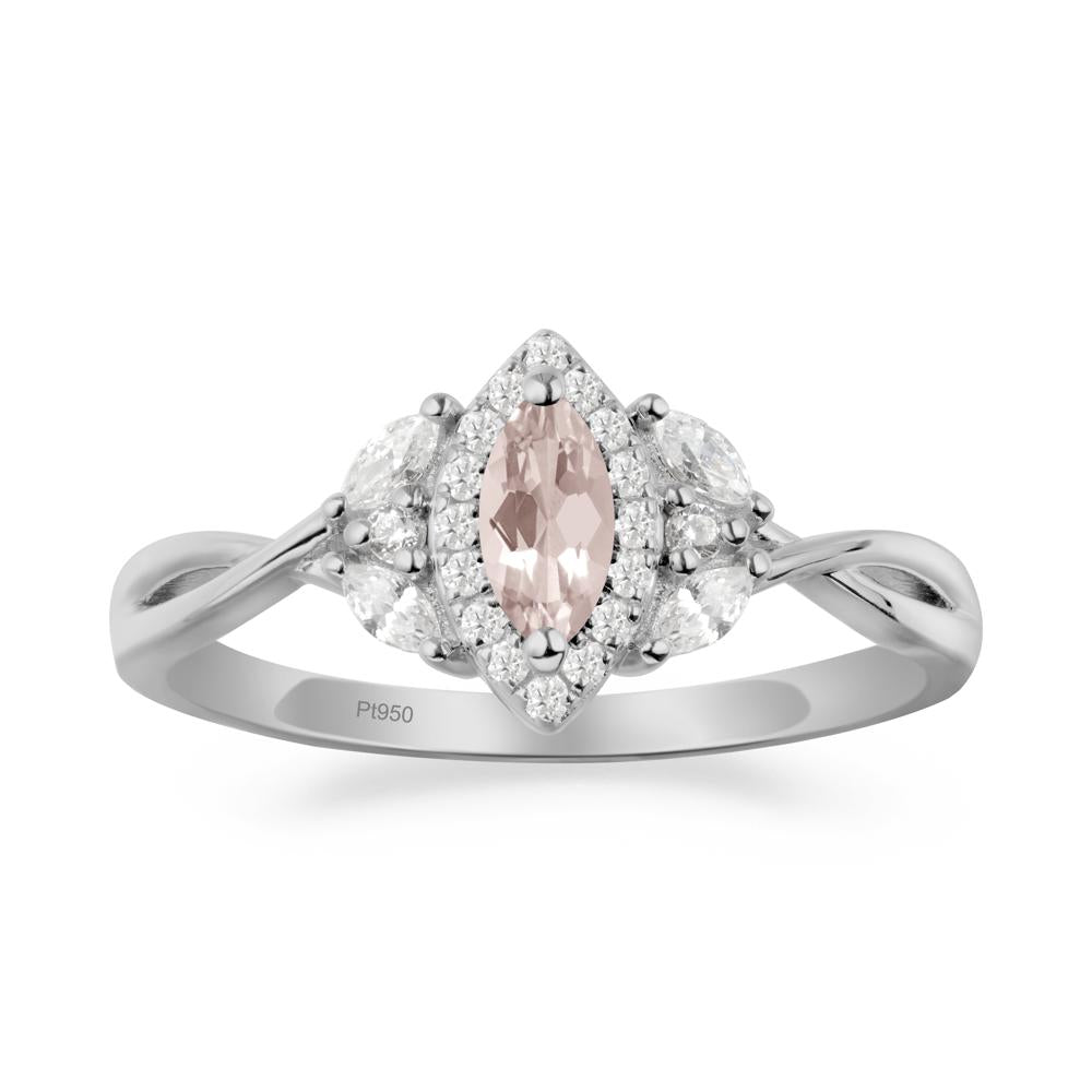 Marquise Morganite Ring with Twisted Band - LUO Jewelry #metal_platinum