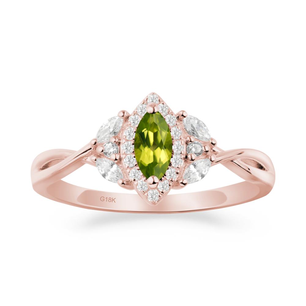Marquise Peridot Ring with Twisted Band - LUO Jewelry #metal_18k rose gold