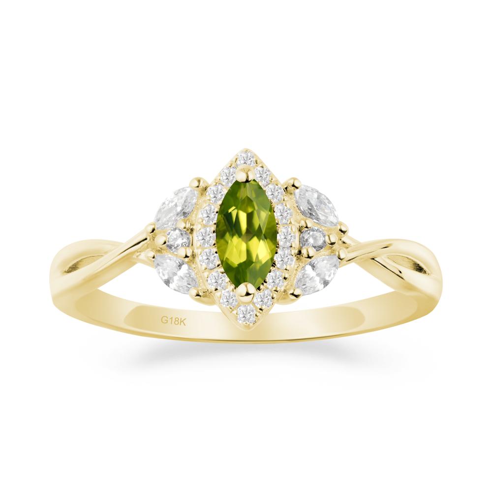 Marquise Peridot Ring with Twisted Band - LUO Jewelry #metal_18k yellow gold
