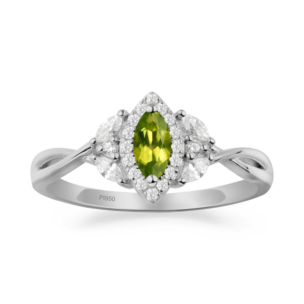 Marquise Peridot Ring with Twisted Band - LUO Jewelry #metal_platinum