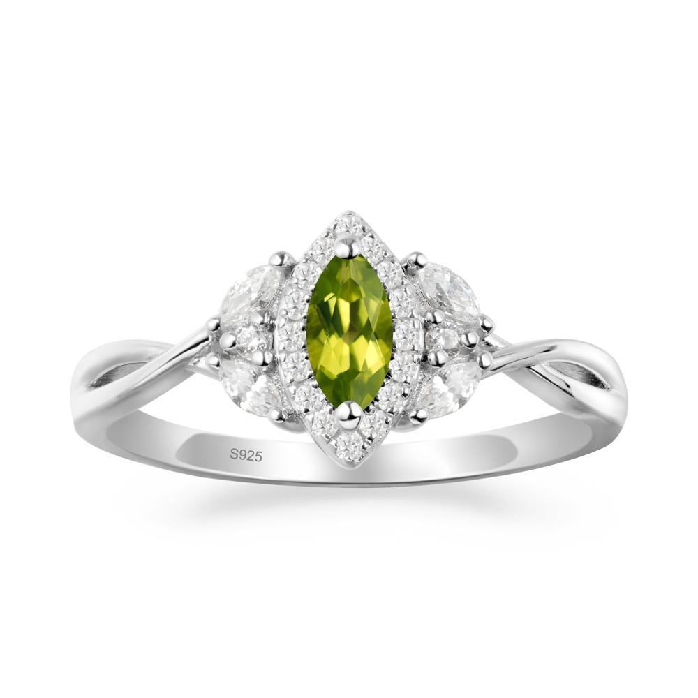 Marquise Peridot Ring with Twisted Band - LUO Jewelry #metal_sterling silver