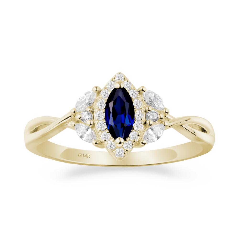 Marquise Sapphire Ring with Twisted Band - LUO Jewelry #metal_14k yellow gold