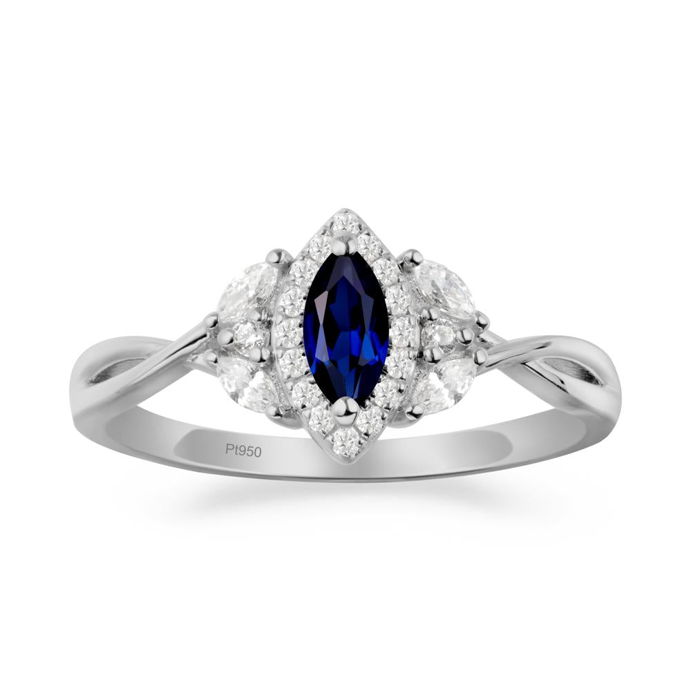 Marquise Sapphire Ring with Twisted Band - LUO Jewelry #metal_platinum