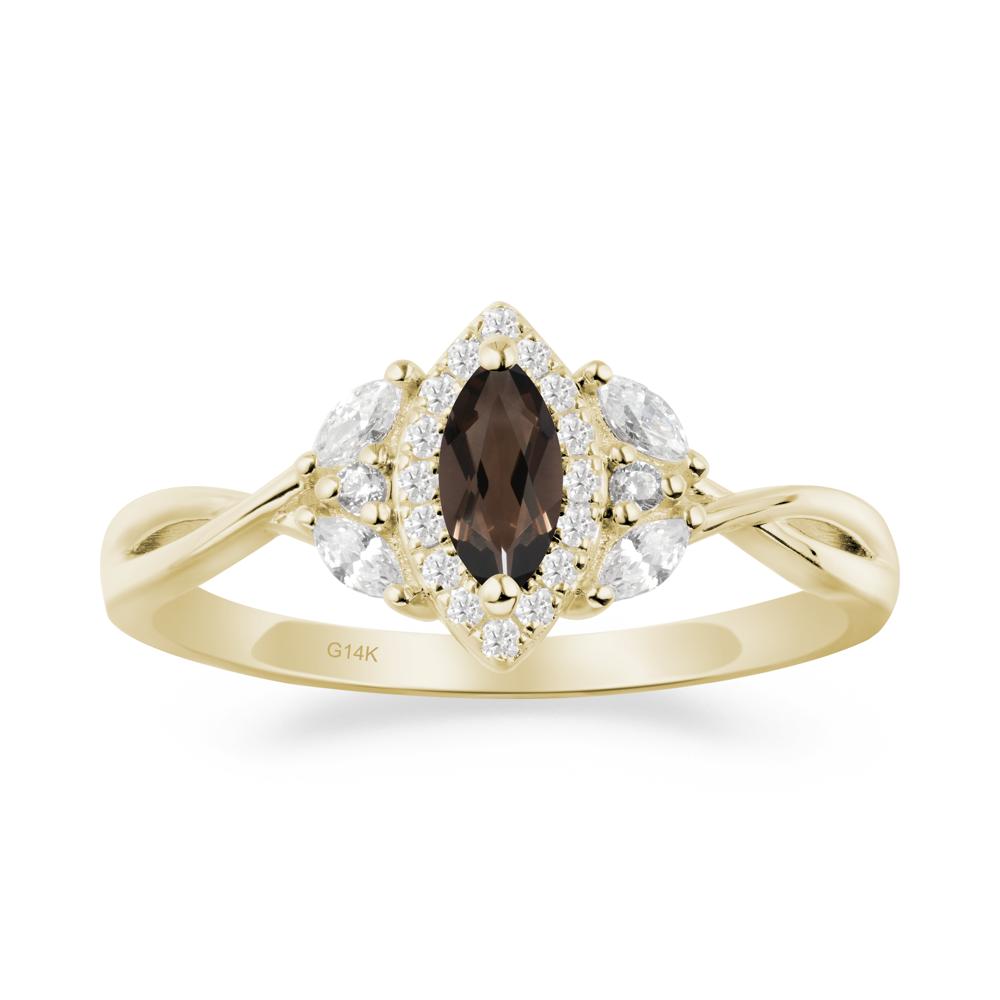 Marquise Smoky Quartz Ring with Twisted Band - LUO Jewelry #metal_14k yellow gold