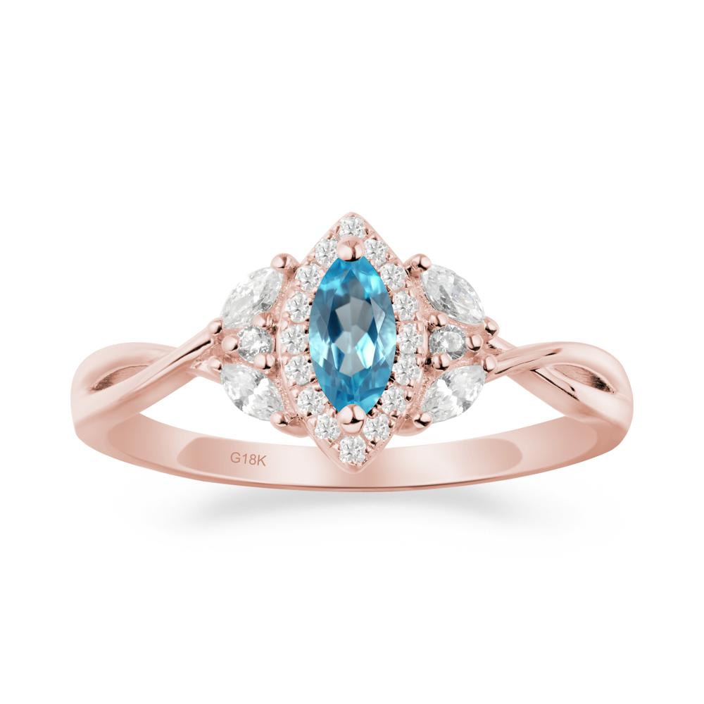 Marquise Swiss Blue Topaz Ring with Twisted Band - LUO Jewelry #metal_18k rose gold