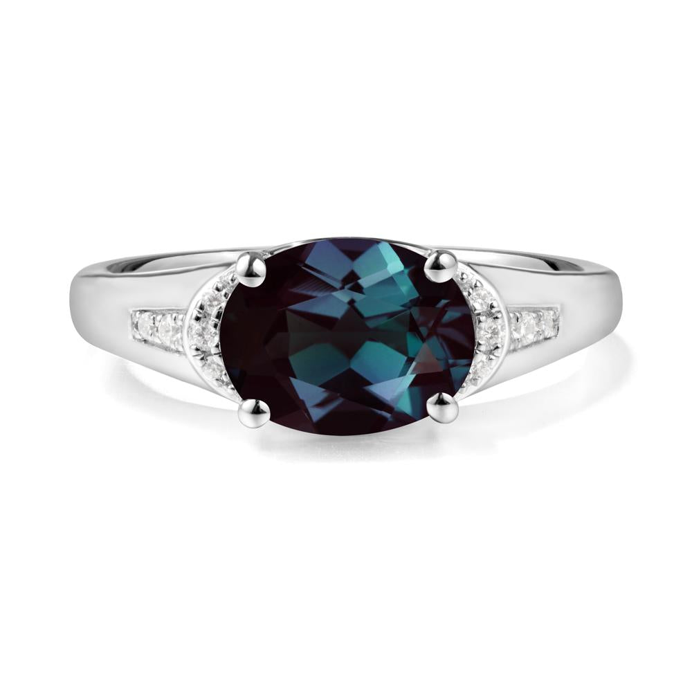 Oval Alexandrite Statement Ring - LUO Jewelry #metal_14k white gold