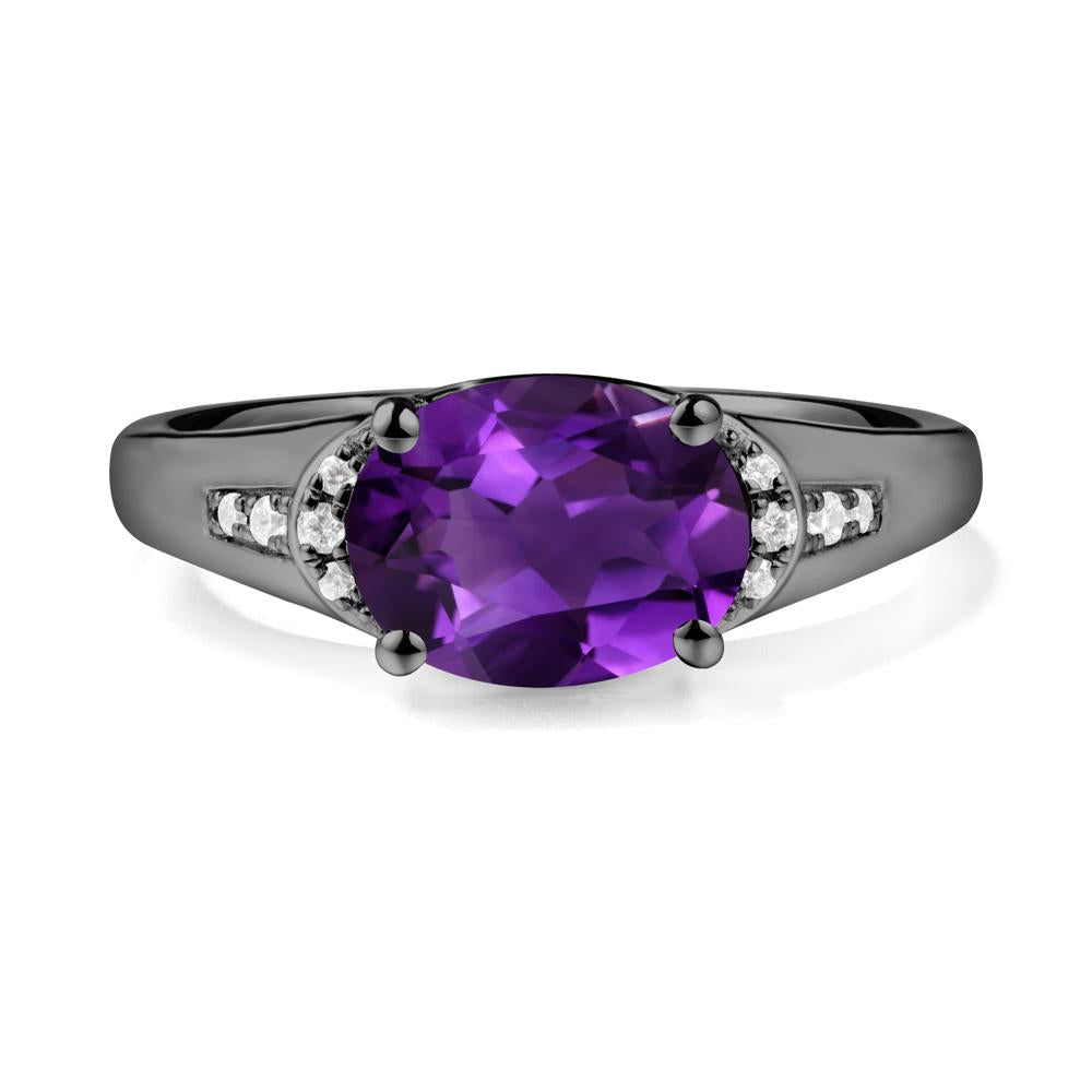 Horizontal Oval Amethyst Ring - LUO Jewelry #metal_black finish sterling silver