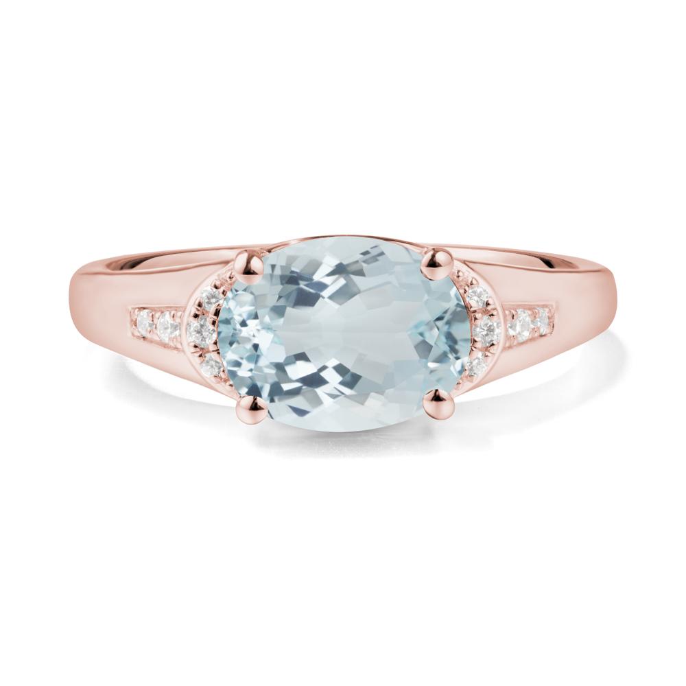 Horizontal Oval Aquamarine Ring - LUO Jewelry #metal_18k rose gold