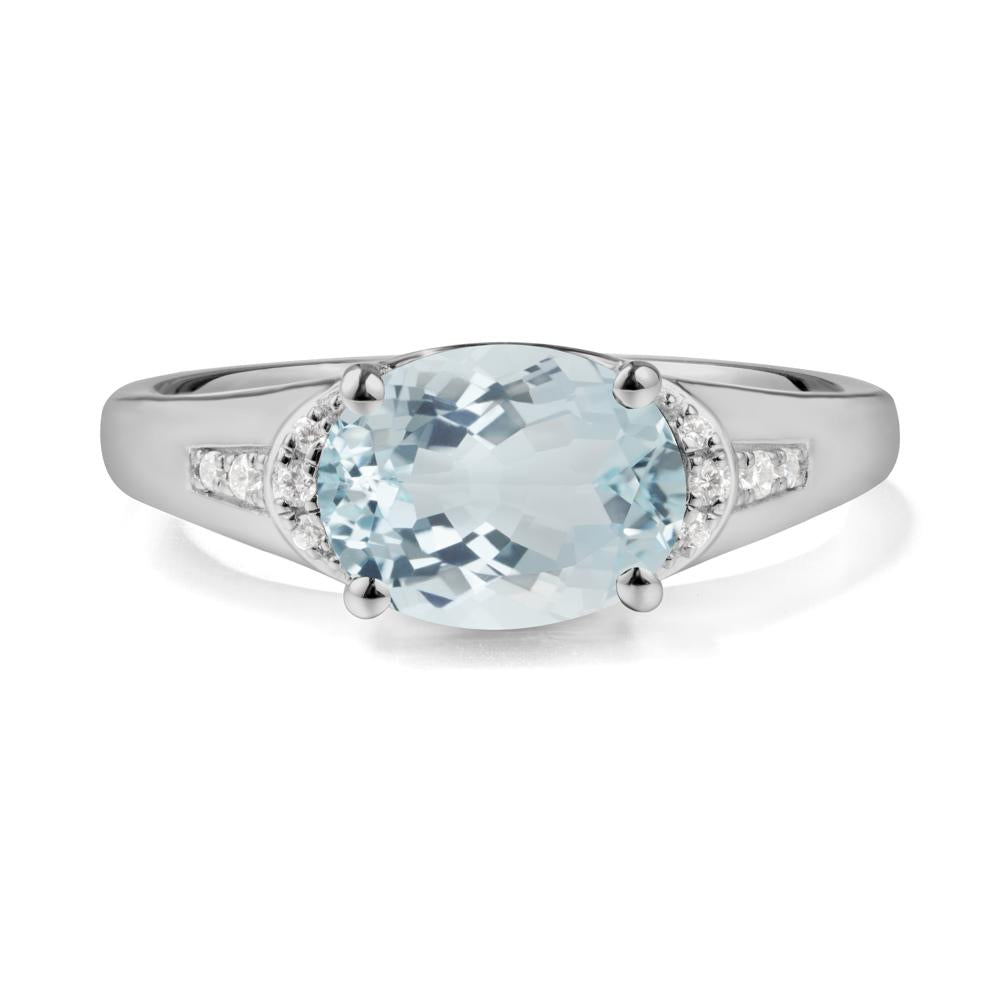 Horizontal Oval Aquamarine Ring - LUO Jewelry #metal_platinum
