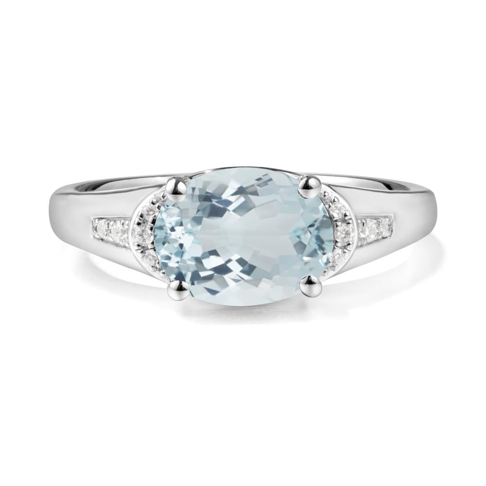 Horizontal Oval Aquamarine Ring - LUO Jewelry #metal_sterling silver