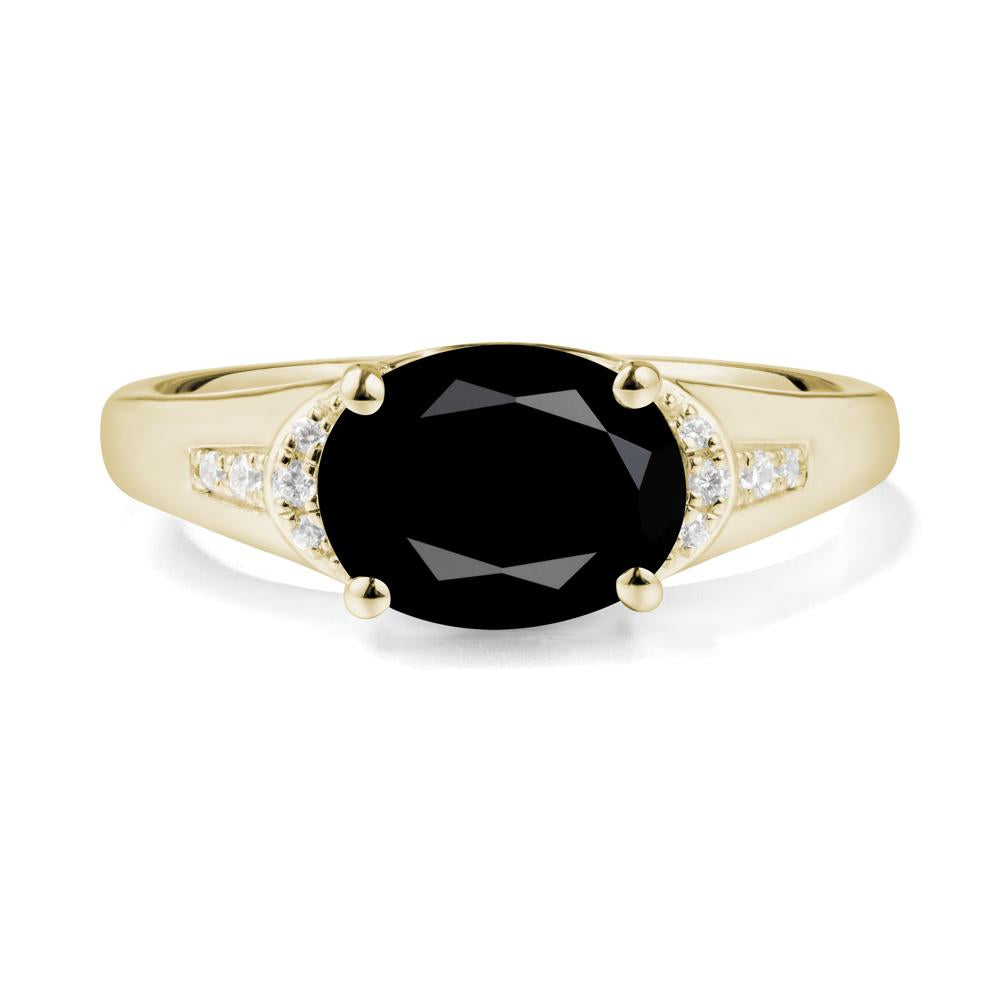 Oval Black Spinel Statement Ring - LUO Jewelry #metal_14k yellow gold