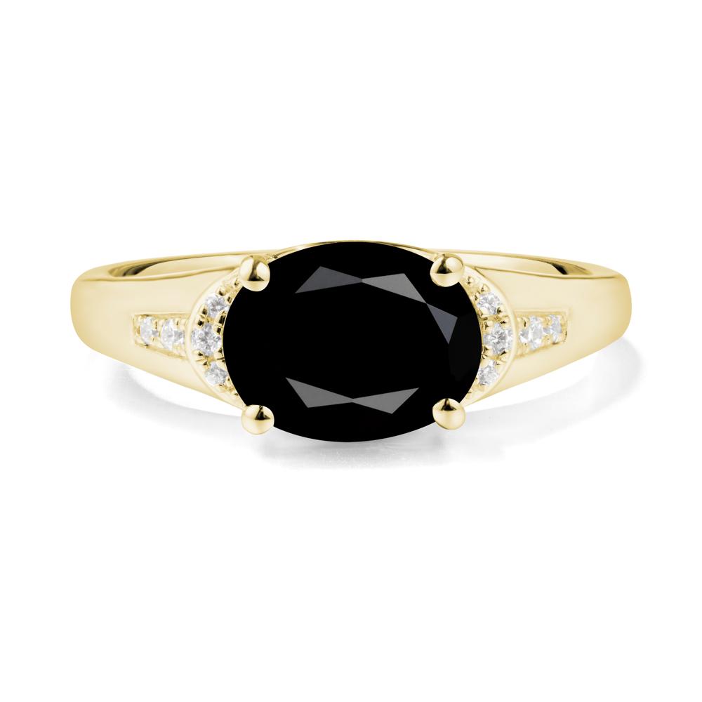 Oval Black Spinel Statement Ring - LUO Jewelry #metal_18k yellow gold