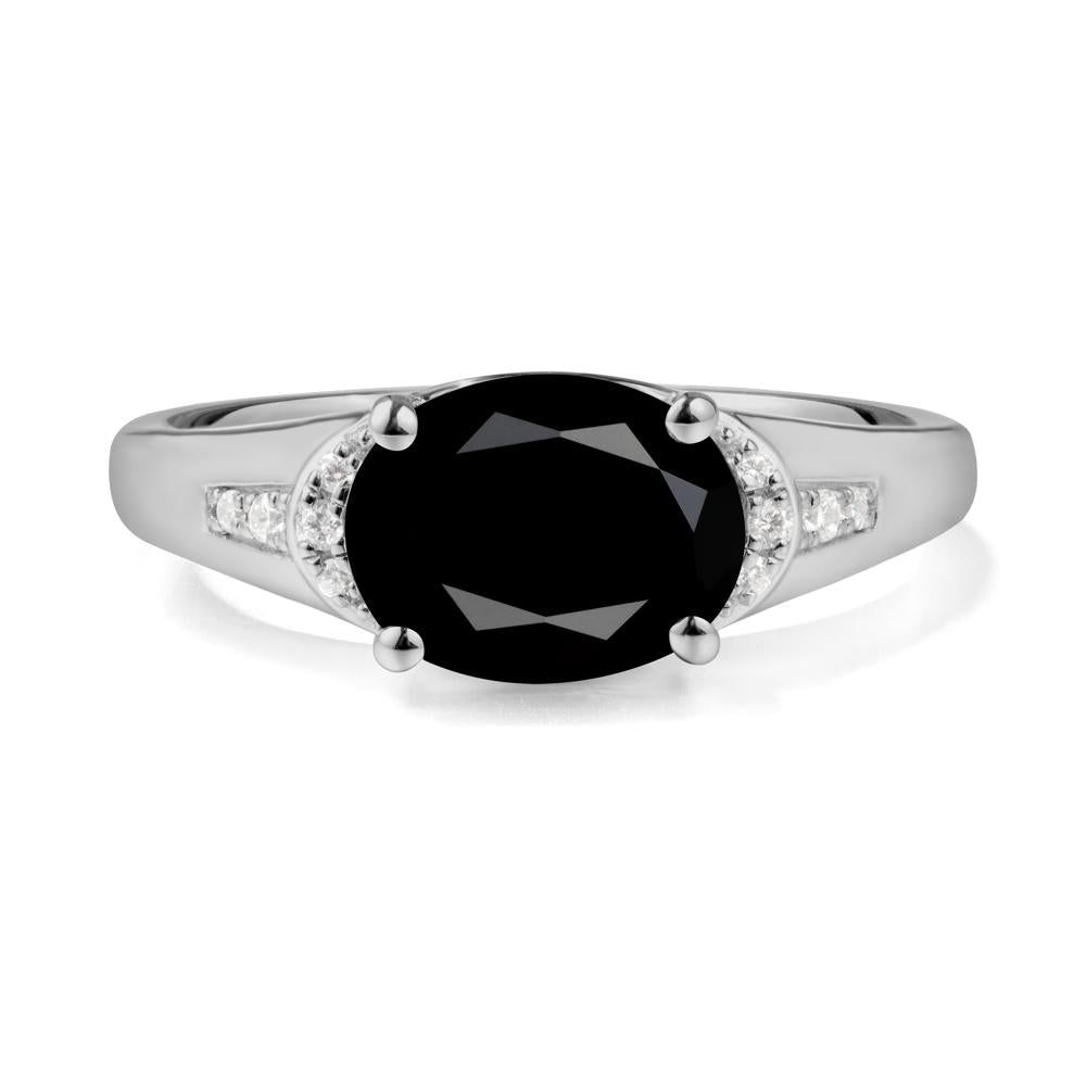 Oval Black Spinel Statement Ring - LUO Jewelry #metal_platinum