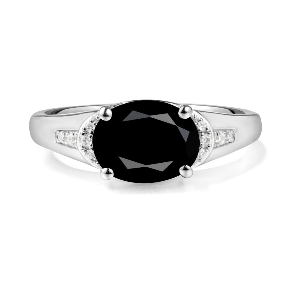 Oval Black Spinel Statement Ring - LUO Jewelry #metal_sterling silver