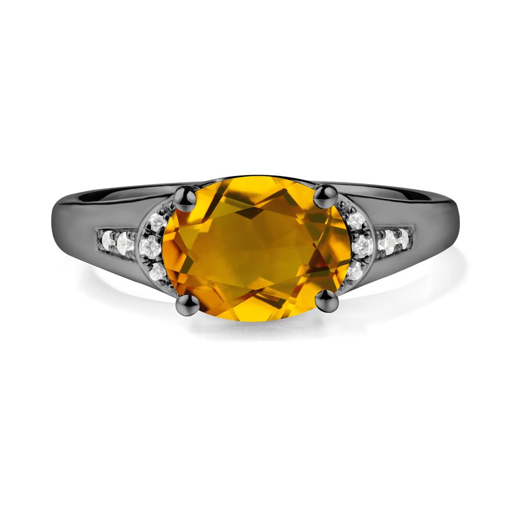 Horizontal Oval Citrine Ring - LUO Jewelry #metal_black finish sterling silver