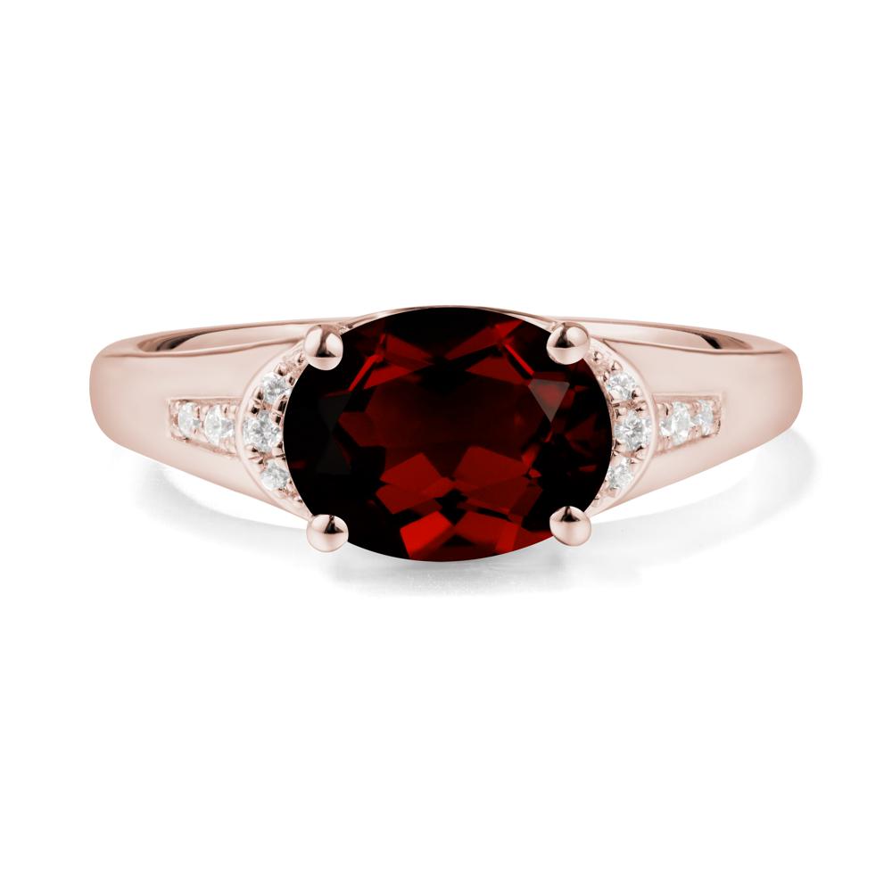 Horizontal Oval Garnet Ring - LUO Jewelry #metal_14k rose gold