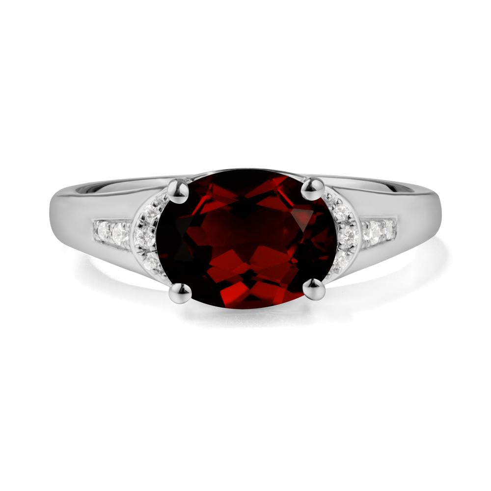 Horizontal Oval Garnet Ring - LUO Jewelry #metal_platinum