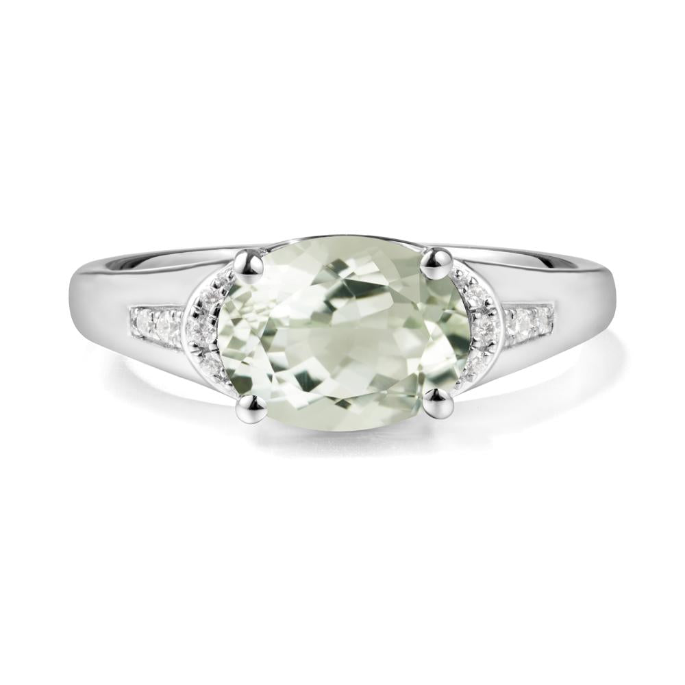 Horizontal Oval Green Amethyst Ring - LUO Jewelry #metal_18k white gold