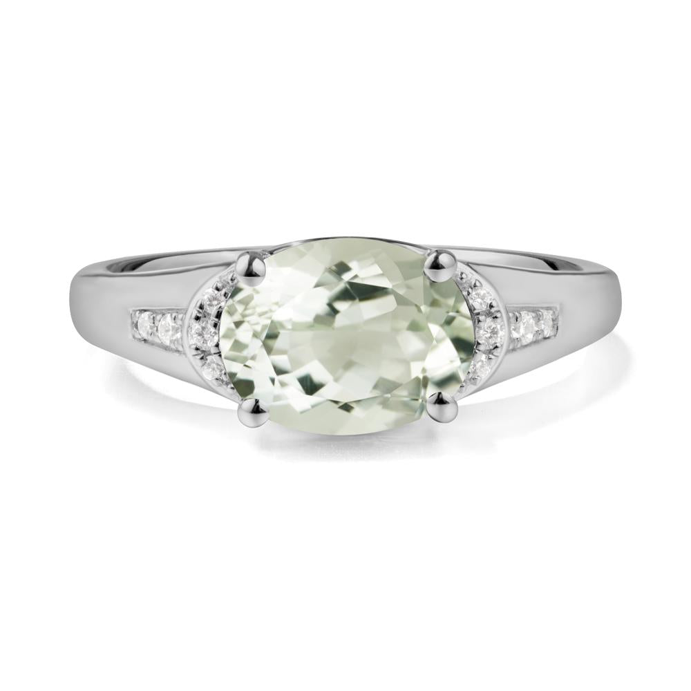 Horizontal Oval Green Amethyst Ring - LUO Jewelry #metal_platinum
