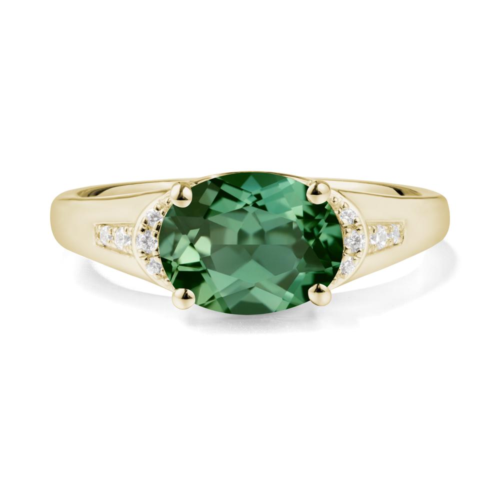 East West Oval Green Sapphire Ring - LUO Jewelry #metal_14k yellow gold